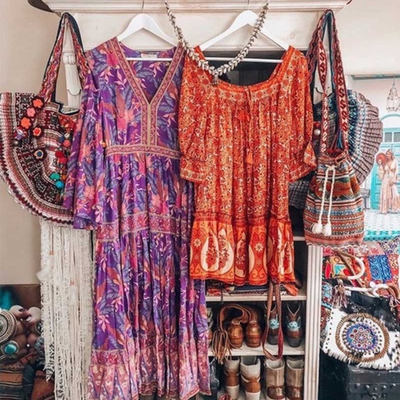 029 Boho purple Floral Print wisteria gypsy Maxi Dress - Picture 9 of 16